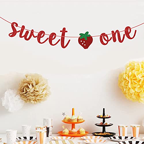 Strawberry Sweet One Banner for 1st Birthday Party Decor