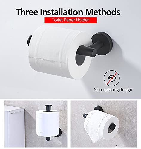 2pcs Matte Black Stainless Steel Toilet Paper Holder & Towel Ring Set