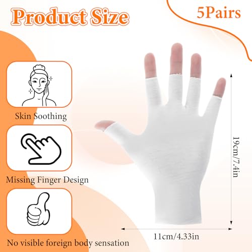 TIESOME Fingerless Cotton Gloves for Dry Hands & Eczema - 5 Pairs