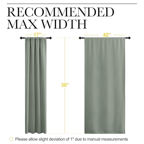 NICETOWN Blackout Curtains 2 Panels Greyish Green 42x30 Inches - Insulated Window Drapes for Bedroom, Kitchen, Dorm, Studio (Pack of 2)