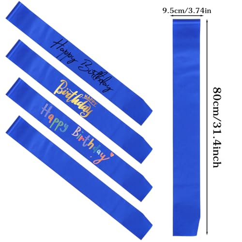 6 Pcs Blank Satin Sashes Blue DIY Custom Plain Ribbons for Parties