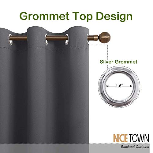 NICETOWN Thermal Insulated Blackout Curtain Panel - Grey, 42"W x 72"L
