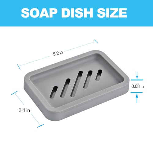 Mcyye 2PCS Grey Soap Holders - Premium Plastic Dish for Bath & Kitchen