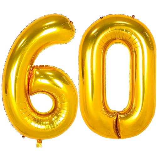 42 Inch Gold Number 60 Balloon - 60th Birthday Party Decoration
