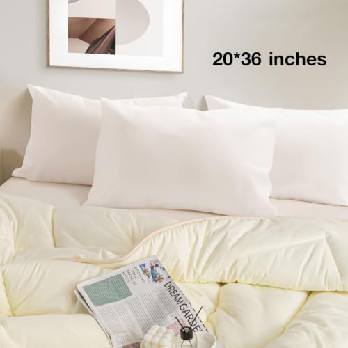 BEITE 4-Pack Zippered Pillow Protectors, White, Standard 20x30 Inches