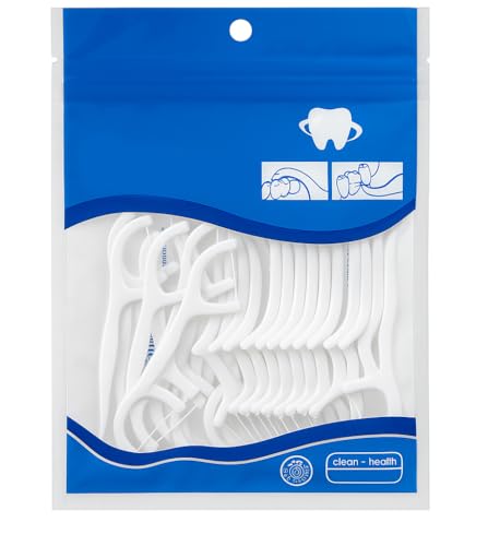 Dental Floss Picks 50 Count with Toothpick End & Comfort Grip Handle