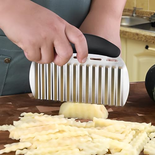 Zorveiio Stainless Steel Crinkle Cutter & French Fry Slicer