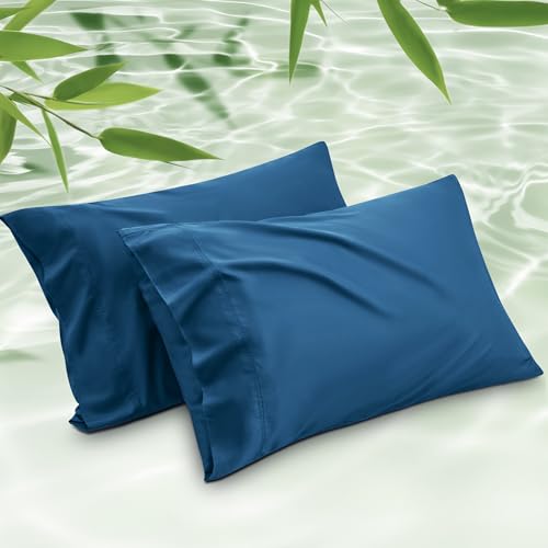 Bedsure Bamboo Cooling Pillowcases - King Size, Teal, Set of 2