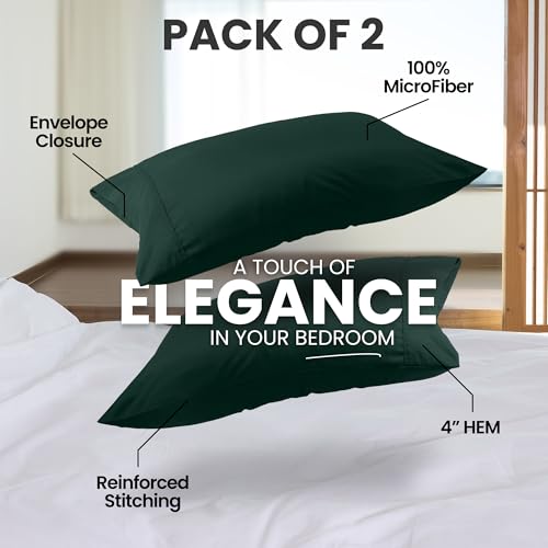 Ultra Soft Pillow Cases Set of 4, Emerald Microfiber Covers