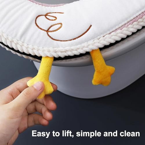 Plush Cotton Toilet Seat Cover with Warmer & Easy Lift Handle