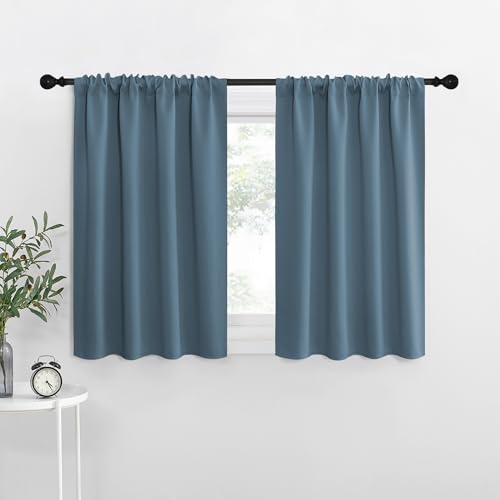 NICETOWN Blackout Curtains - Smoky Blue Thermal Insulated Panels, 29" x 30"