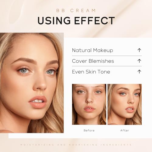 Easilydays Hydrating BB Cream Tinted Moisturizer, Full-Coverage Foundation & Concealer, Ivory