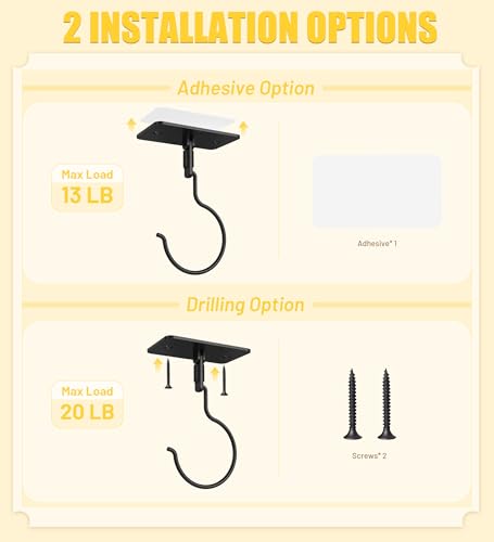 Metal Banana Hook Hanger Under Cabinet - 360° Rotatable, Compact Design