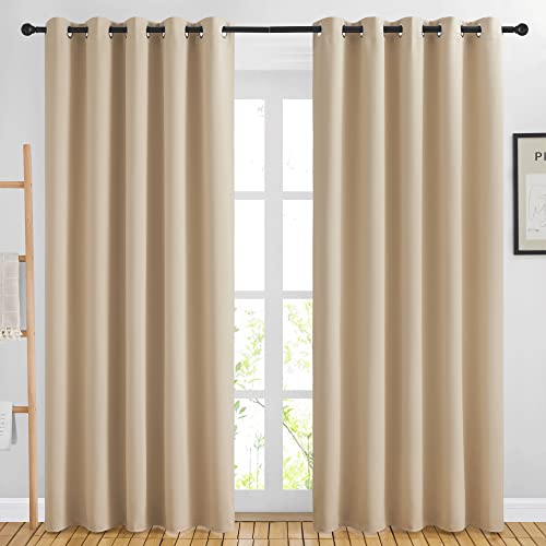 NICETOWN Biscotti Beige Blackout Curtains, 66" x 80" (Pack of 2)