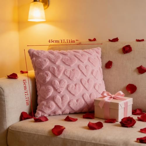 Pink Valentine's Day Pillow Covers 18x18 Set of 2 - Soft Plush Velvet