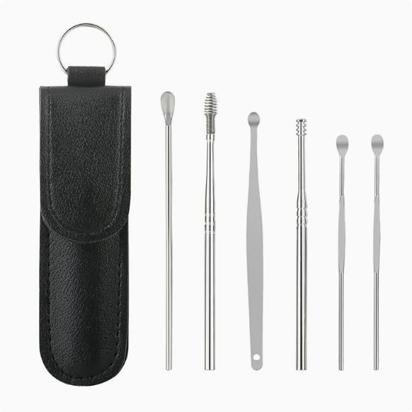 Stainless Steel Ear Wax Removal Kit - 6-Piece Ear Picking Spoon Set