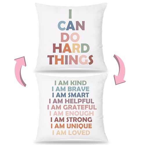 I Can Do Hard Things Boho Pillow Cover - White-6, 18x18 Flannel Decor