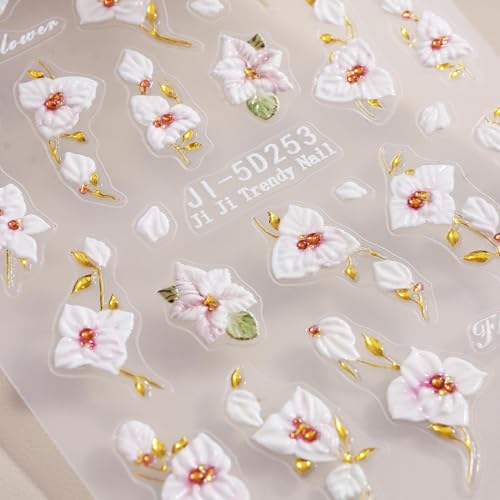 TailaiMei Gold Floral Nail Stickers Self-Adhesive Art Decals 4 Sheets
