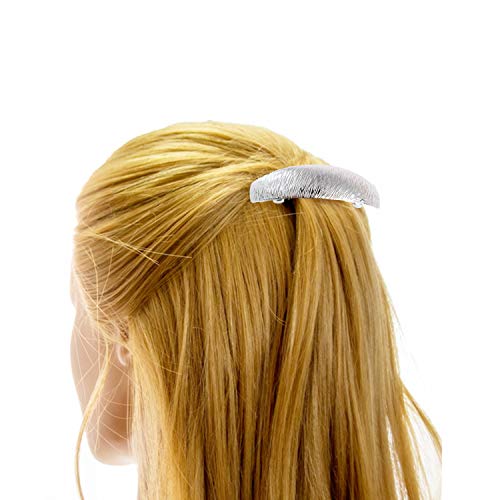 JinYu Silver Metal Hair Barrette French Style Automatic Clasp