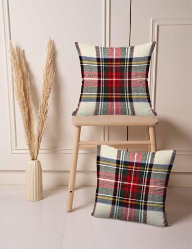 Red Black Plaid Pillow Covers 20x20 Inches Set of 2 Decorative Christmas Tartan Wool Pattern