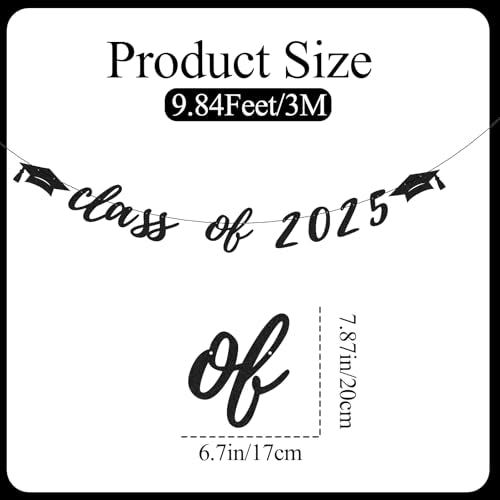 Class of 2025 Graduation Banner - Pre-Strung Glitter Décor