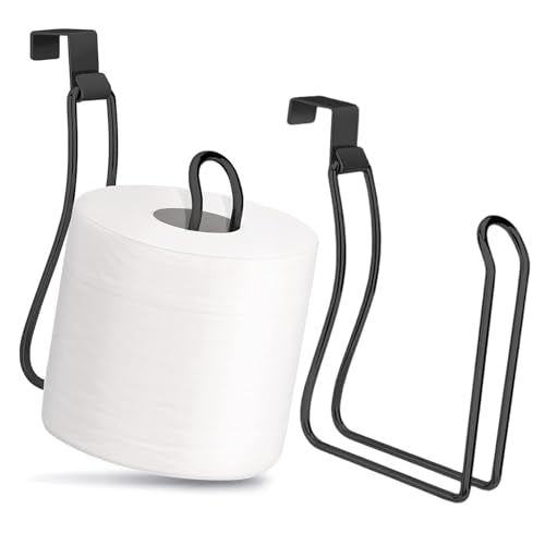Black Over The Tank Toilet Paper Holder Set - 2 Pack, Space-Saving Bathroom Organizer