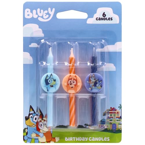 Bluey and Bingo Birthday Cake Candles - 6-Piece Party Decoration Set