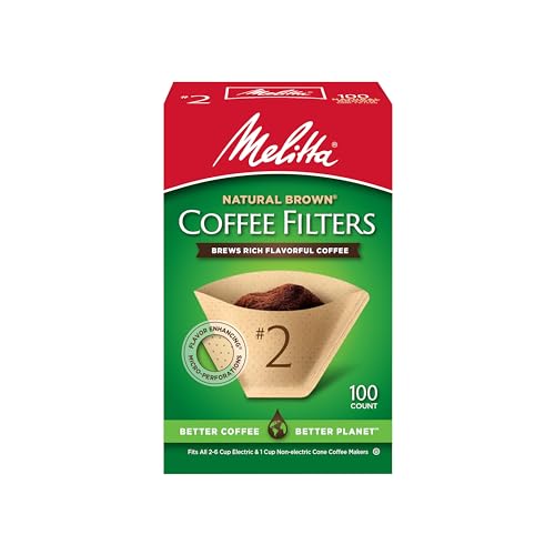 Melitta #2 Cone Coffee Filters, Natural Brown, 100 Count