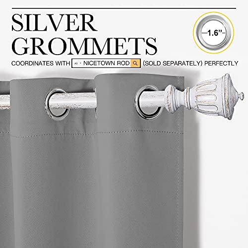 NICETOWN Silver Grey Room Darkening Curtain Panels - 2 Pack, 55 x 90 Inches
