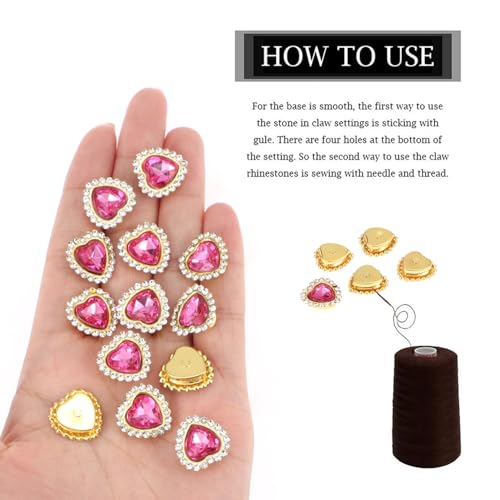 10mm Heart Sew-On Glass Rhinestones - 30PCS Rose Red Gems