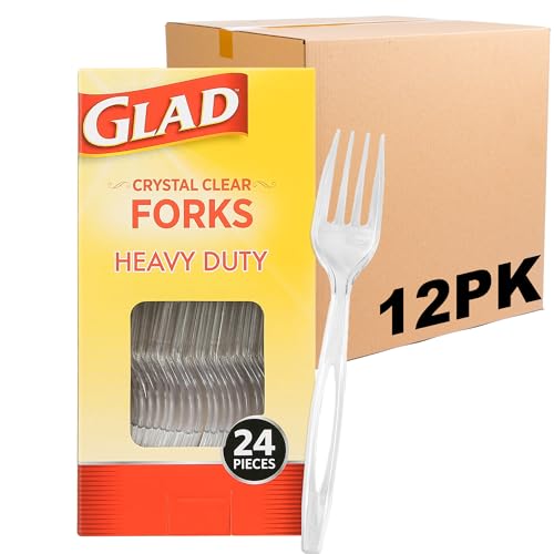 Glad Heavy Duty Disposable Plastic Forks, 24 Count - Break-Resistant