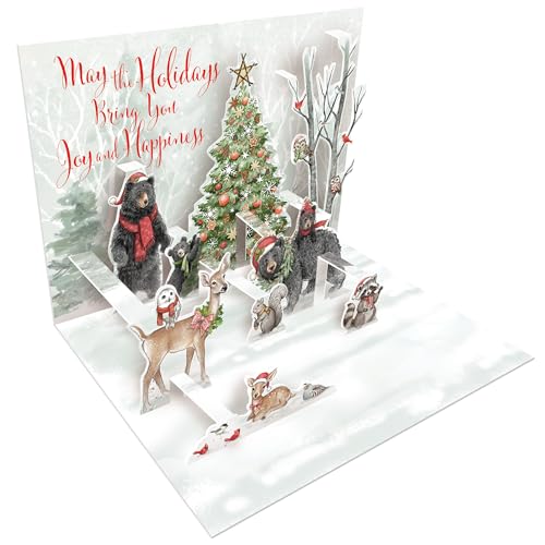 LANG Woodland Winter Pop-Up Christmas Cards (2005122) - 8 Festive Holiday Greeting Cards and Envelopes