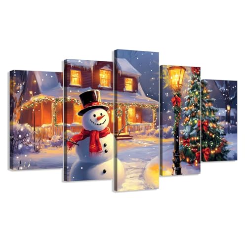 Christmas Snowman Wall Art Canvas Prints Set - White, 8x14, 8x18, 8x22 Inches