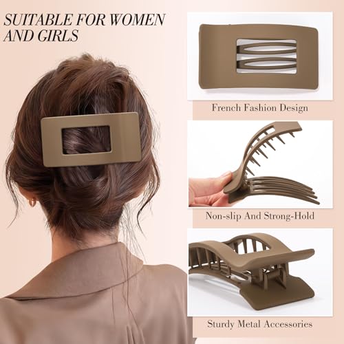 Flat Hair Claw Clips 8 Pcs Medium French Barrettes Non-Slip