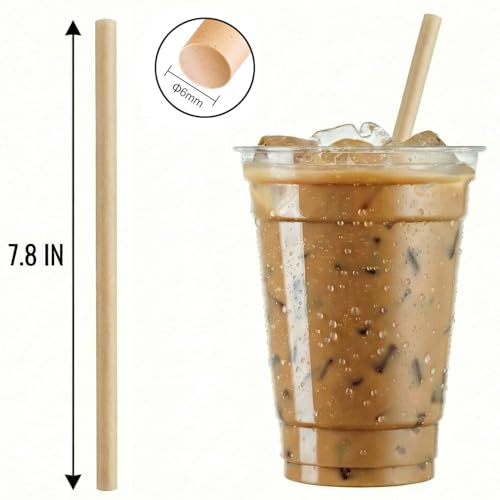 KTOB 200 Count Compostable Sugarcane Straws - Eco-Friendly & Non-Soggy