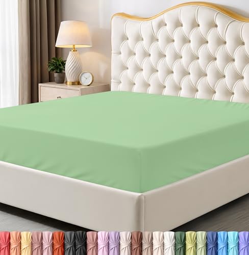 Queen Fitted Sheet - Ultra Soft Microfiber, Fits 14 Inch Deep Pocket, Sage