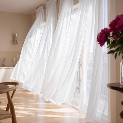 NICETOWN Ivory Sheer Curtains, 42" x 96" - 2 Panels