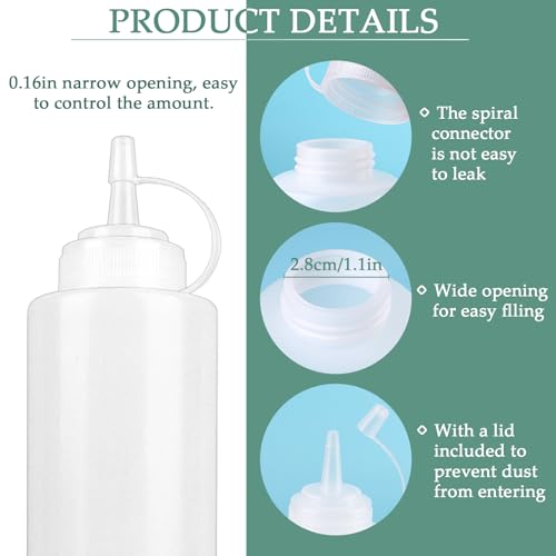 YOLCAR 3-Pack 12oz Squeeze Bottles - Food-Grade Plastic for Sauces & Condiments