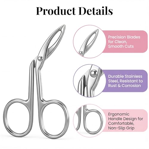 Precision Scissor Eyebrow Tweezers Stainless Steel 2Pcs