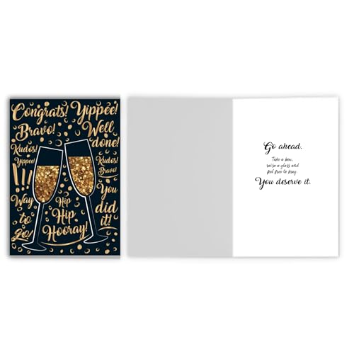 Elegant Congratulations Card with Glitter Champagne Glasses