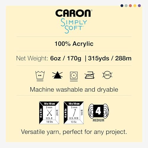 Caron Simply Soft Yarn - Purple, Worsted Gauge 4, 100% Acrylic (3 Pack)