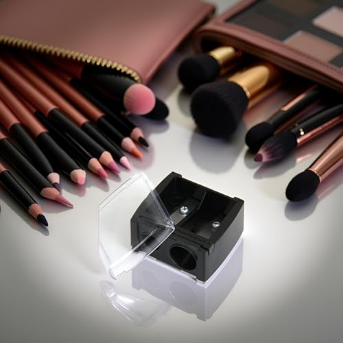 Dual Hole Makeup Pencil Sharpener with Cover and Shaving Catcher