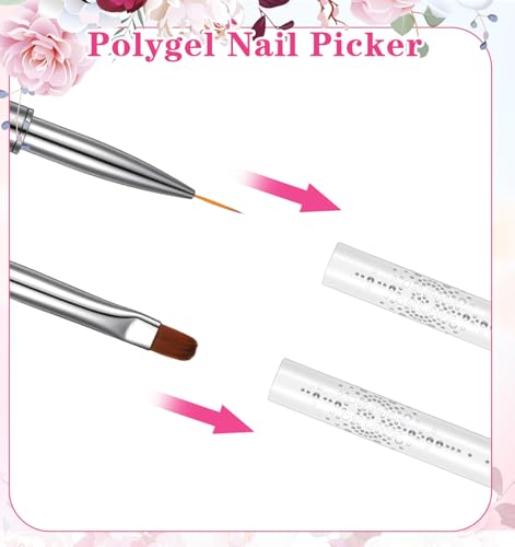 Thrymme Dual-Head Builder Gel Nail Brushes Set 2 Pcs with Rhinestone Handle