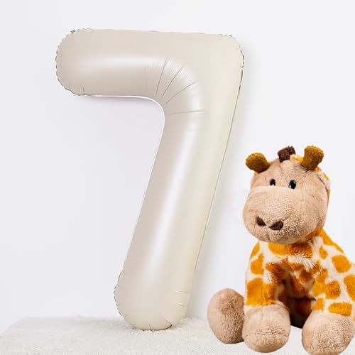 40 Inch Beige Number 7 Foil Balloon - Giant Cream Birthday Party Decoration