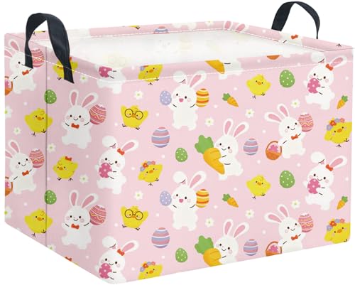 LATOGHIVE Waterproof Collapsible Easter Storage Basket - Pink