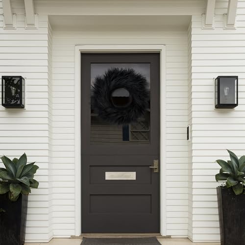 Black Pampas Grass Wreath 26 Inch Faux Boho Farmhouse Wall Decor for All Seasons