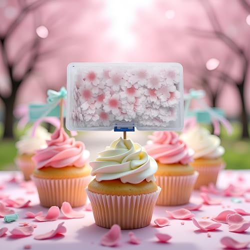 100 Edible Flower Cupcake Toppers - Sticky Rice Paper Decorations
