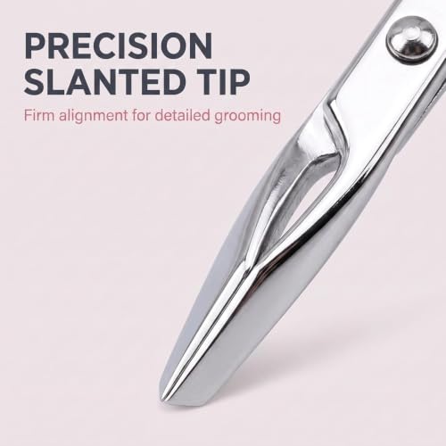 Tustao Stainless Steel Eyebrow Scissors and Flat Tip Tweezers Set