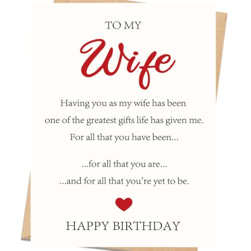 Romantic Birthday Card for Wife with Envelope | Heartfelt Wishes