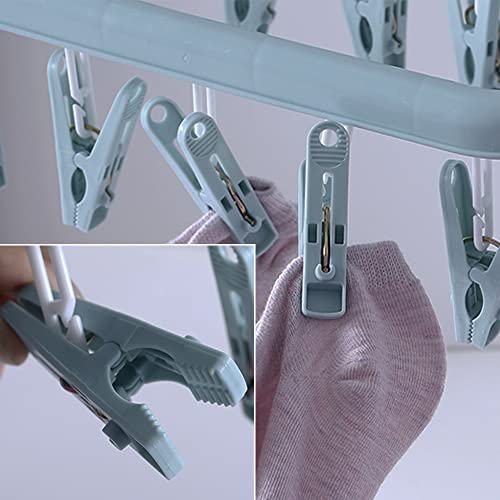 Folding Laundry Hanger with 32 Clips - Scandinavian Blue Drying Rack